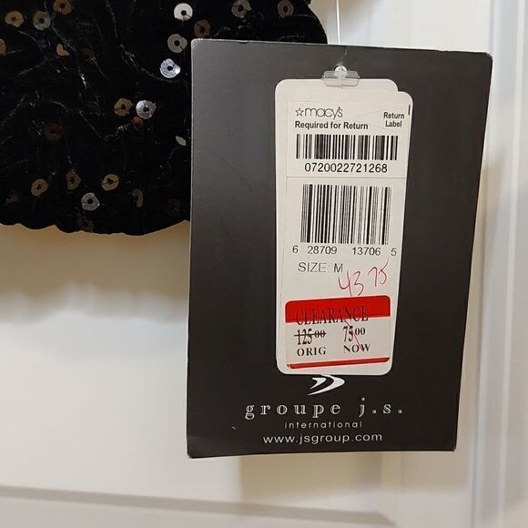 J S Boutique Sequined Quilted Stretch Velvet Special Occasion Jacket Black NWT - Picture 4 of 10